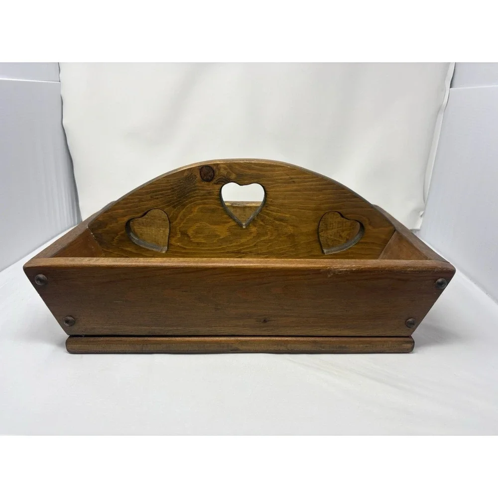 Vintage Large Wooden 90's Hearts Utility Caddy Granny Cottage Farmhouse 18